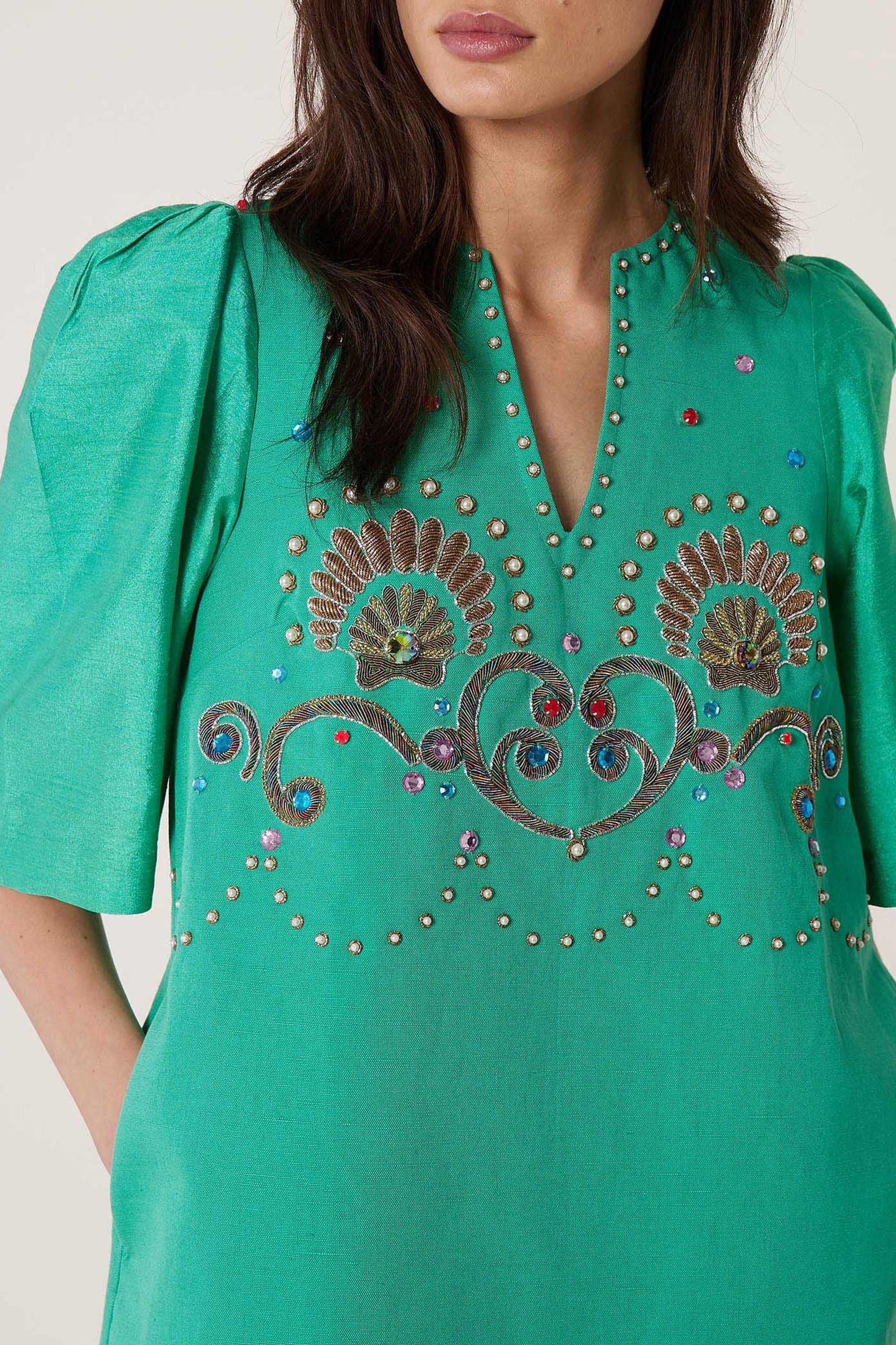Robe courte Coquillage - Vert