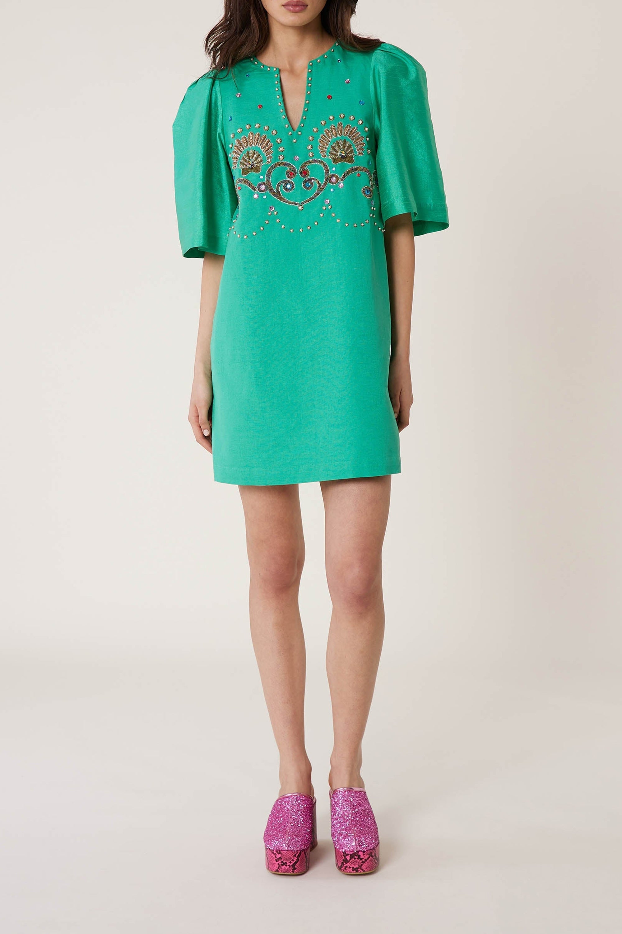 Robe courte Coquillage - Vert