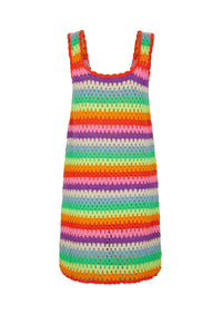 Mini robe sans manche en crochet - Multicolore