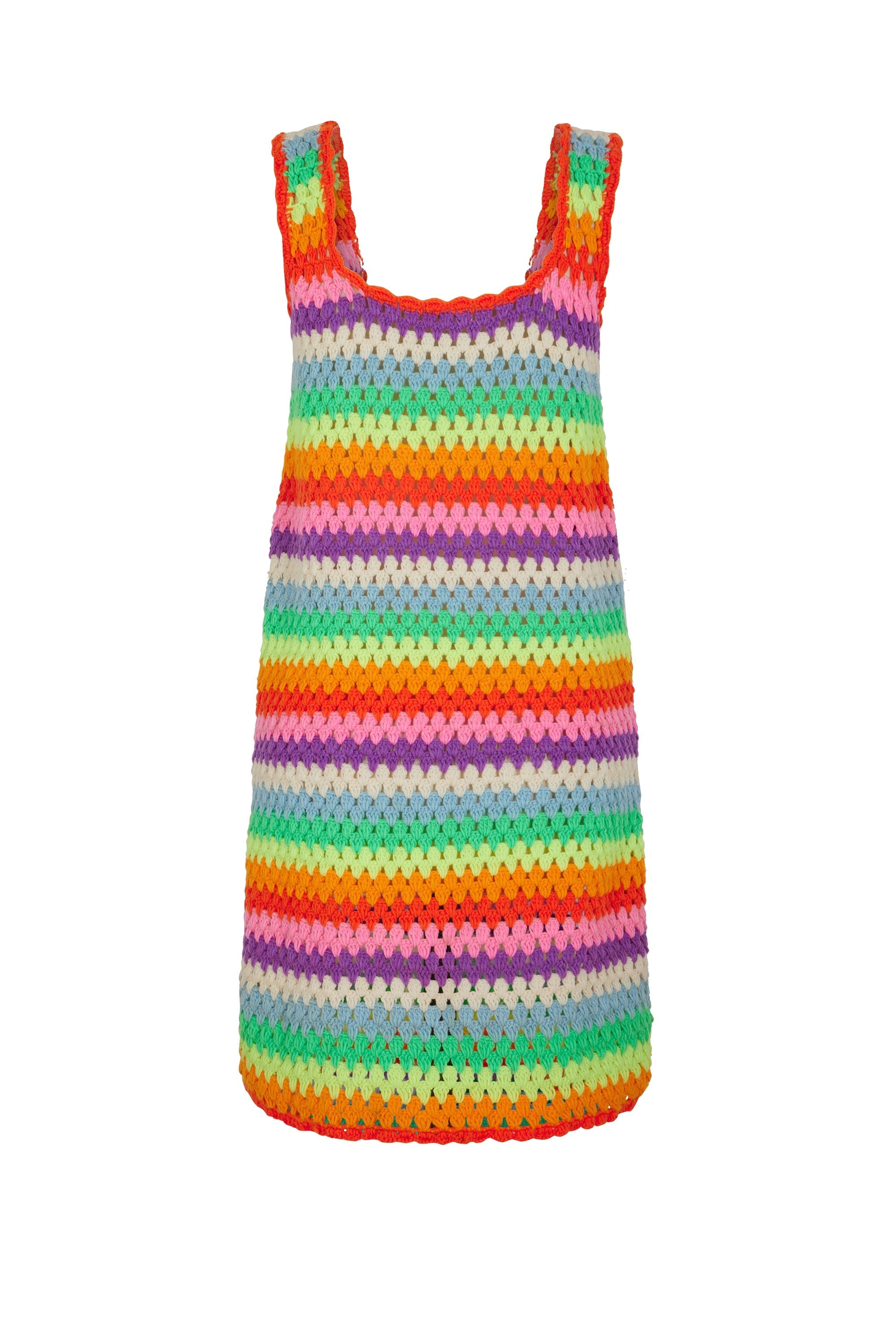 Mini robe sans manche en crochet - Multicolore