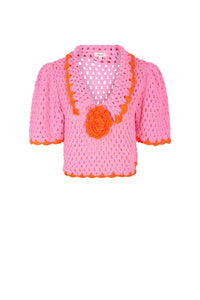 Pull en crochet - Rose