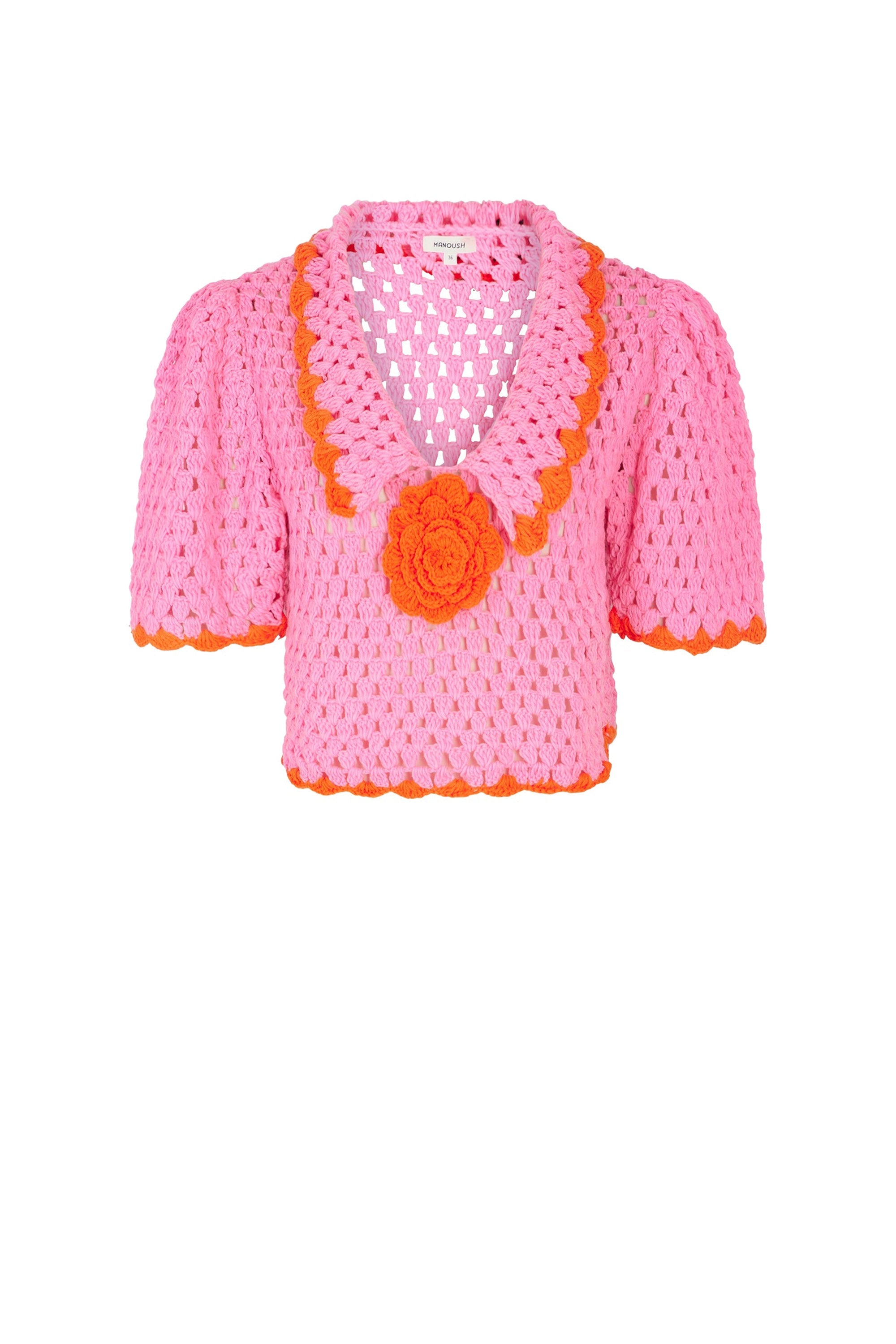 Pull en crochet - Rose