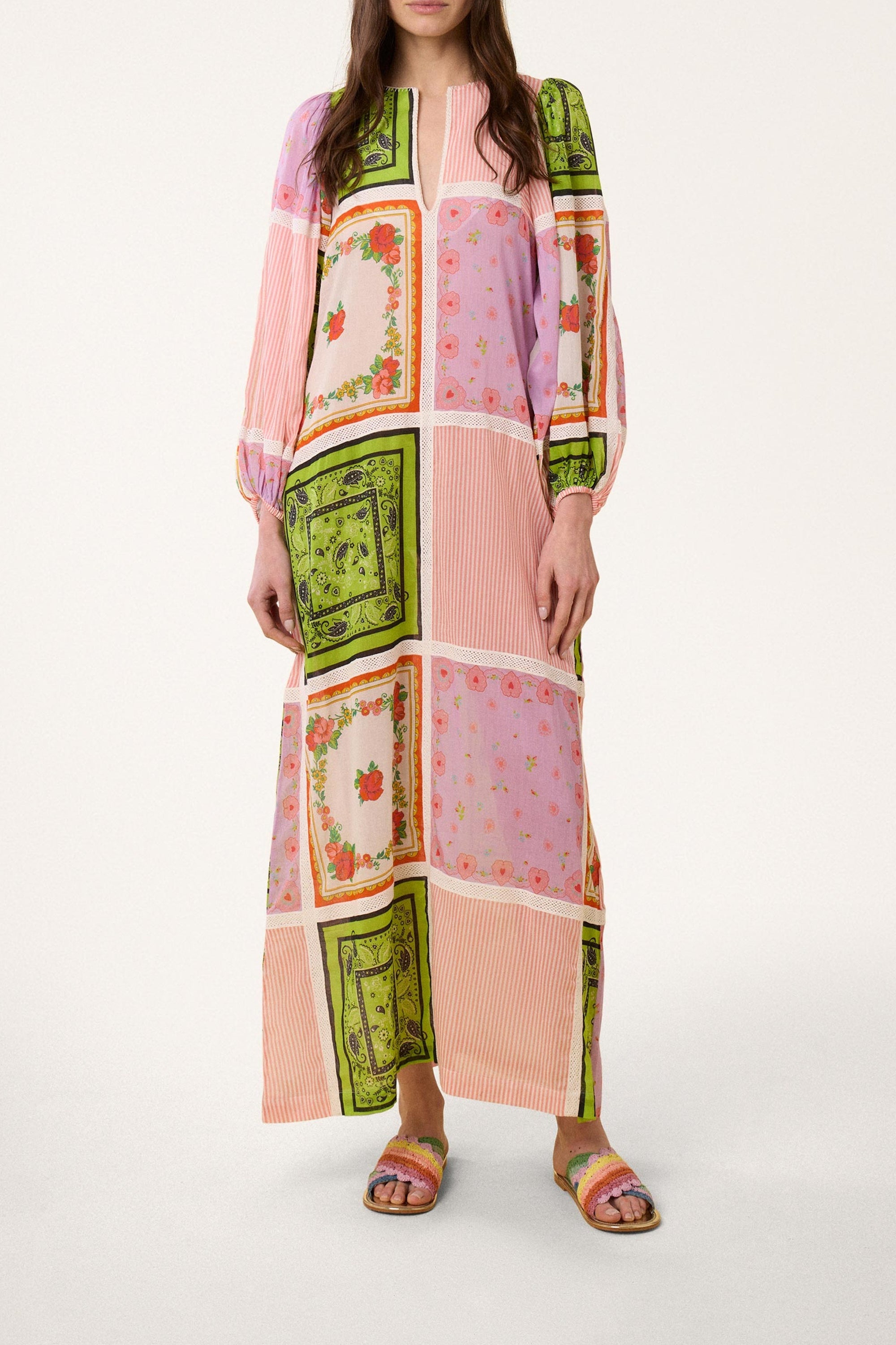 Robe caftan à à imprimé floral - Multicolore