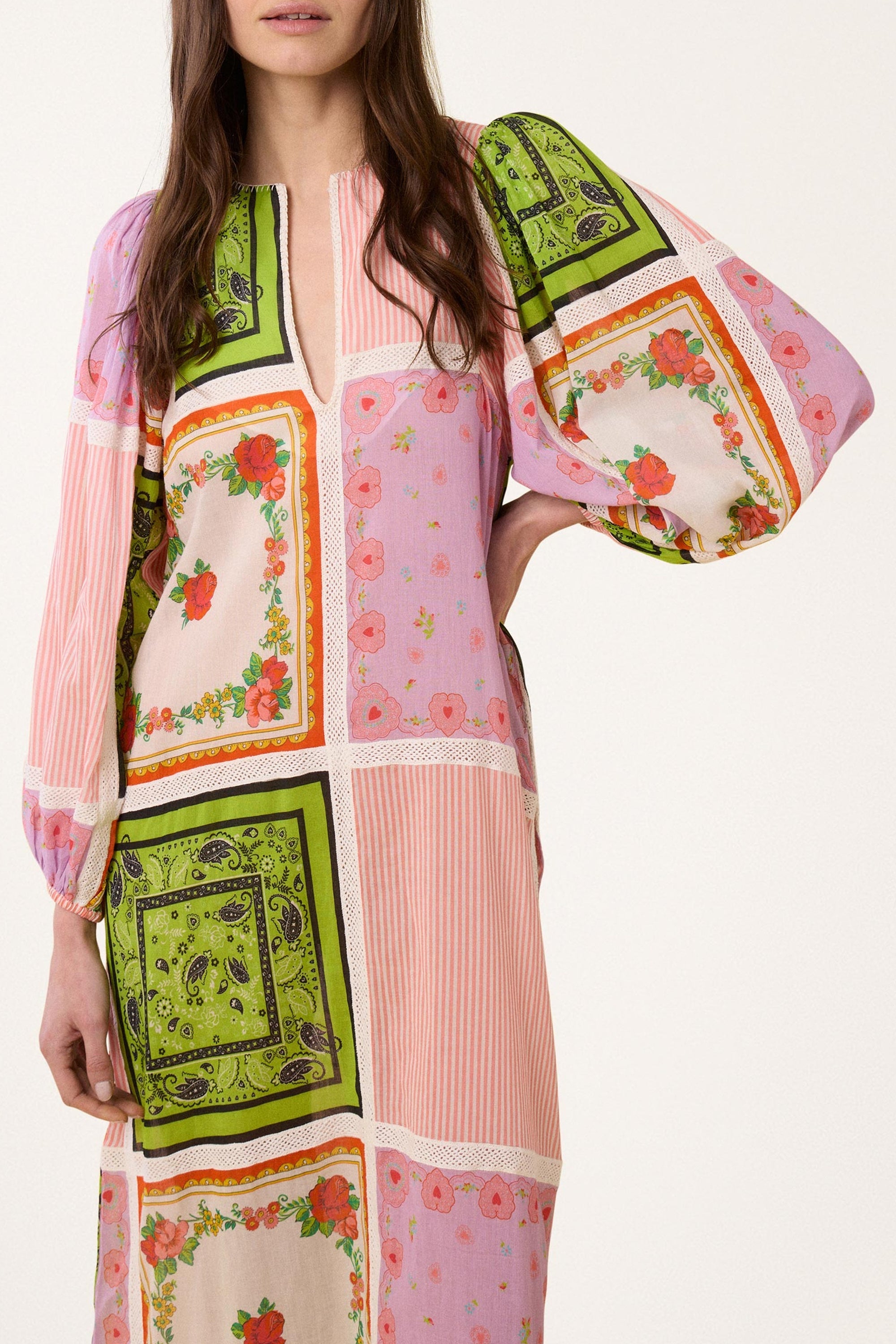 Robe caftan à à imprimé floral - Multicolore