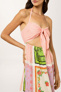 Robe débardeur en crochet mouchoir - Multicolore