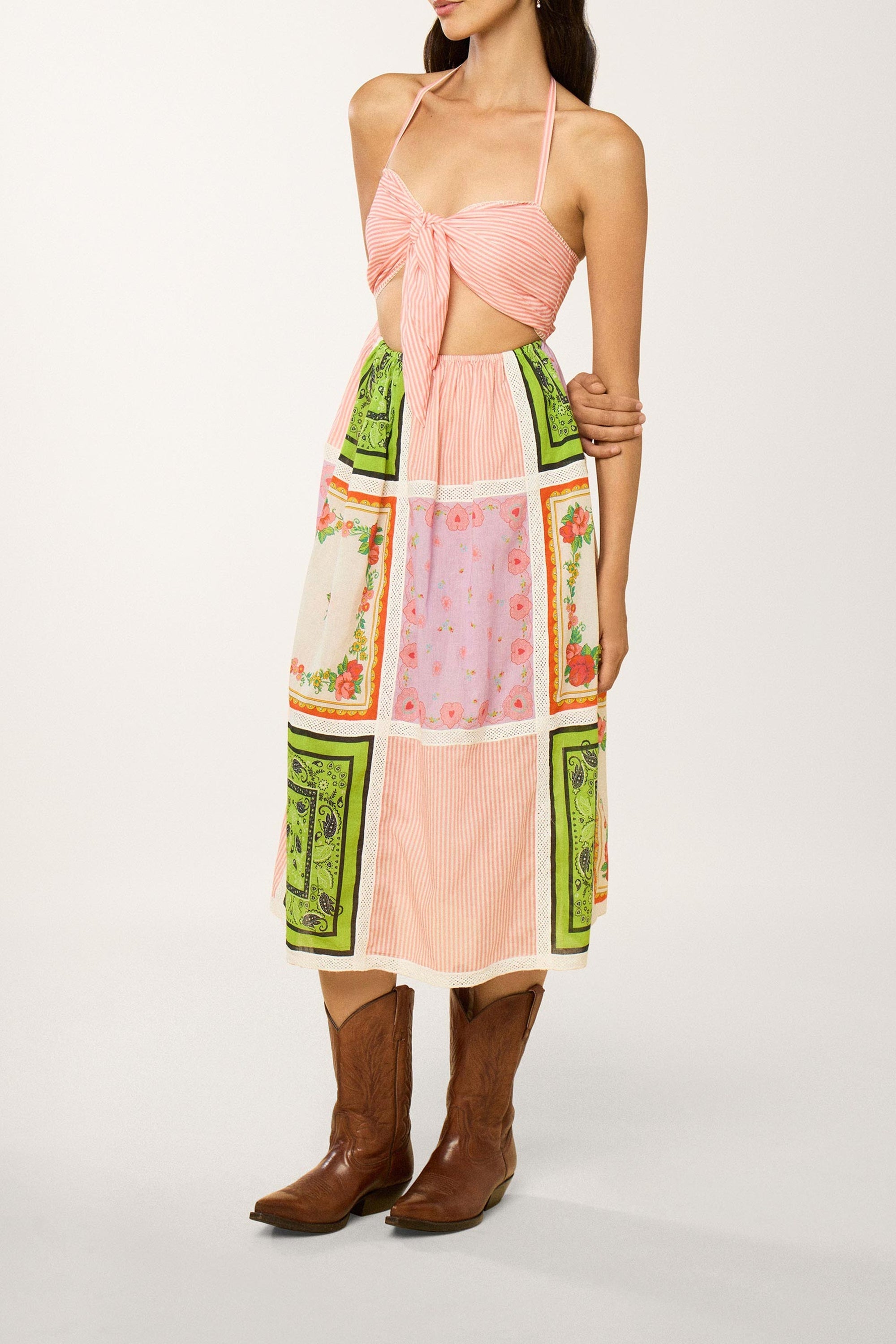 Robe débardeur en crochet mouchoir - Multicolore