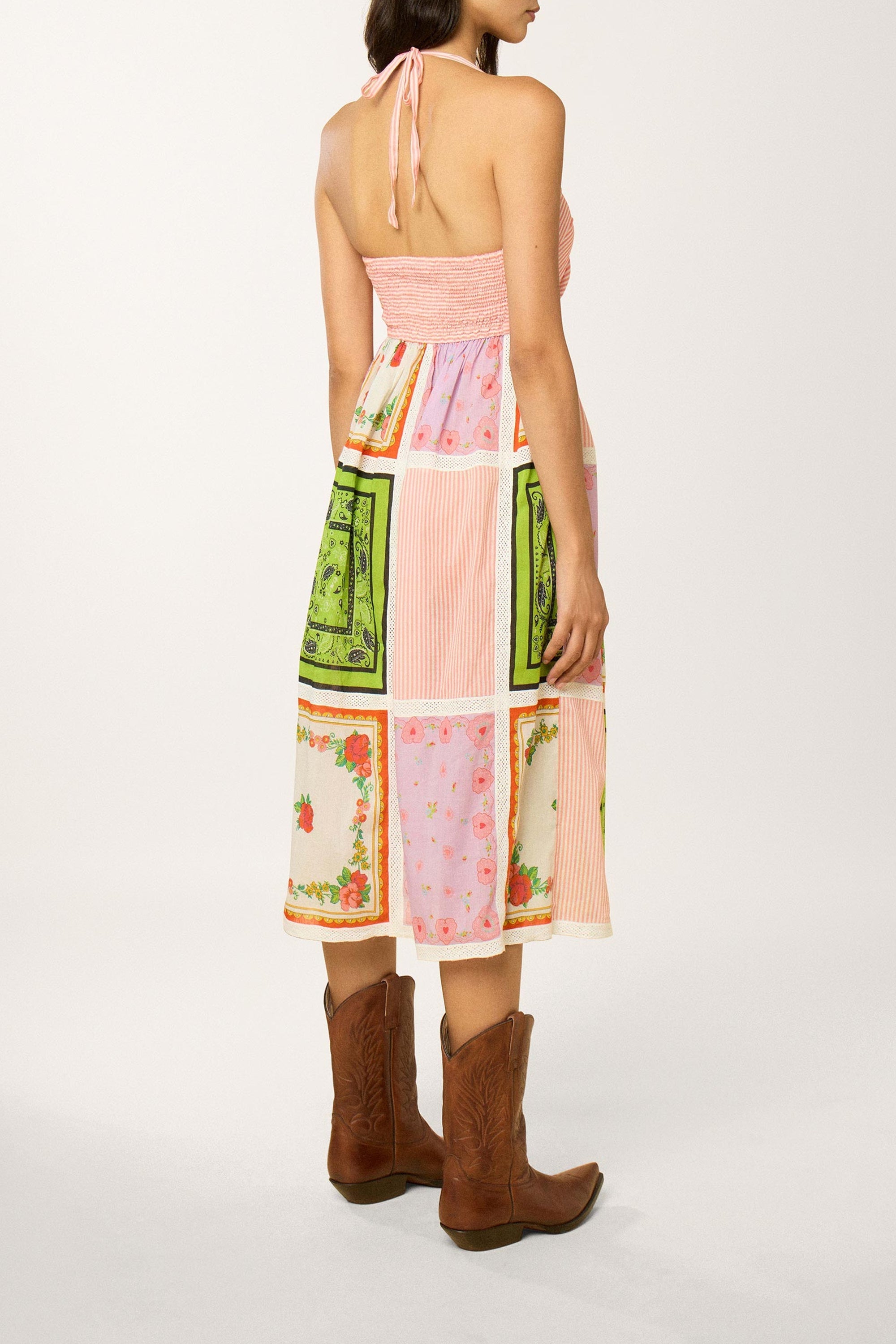 Robe débardeur en crochet mouchoir - Multicolore