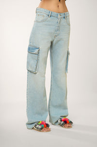 Jean Worker en denim - Bleu