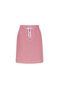 Jupe en denim à rayures - Rouge