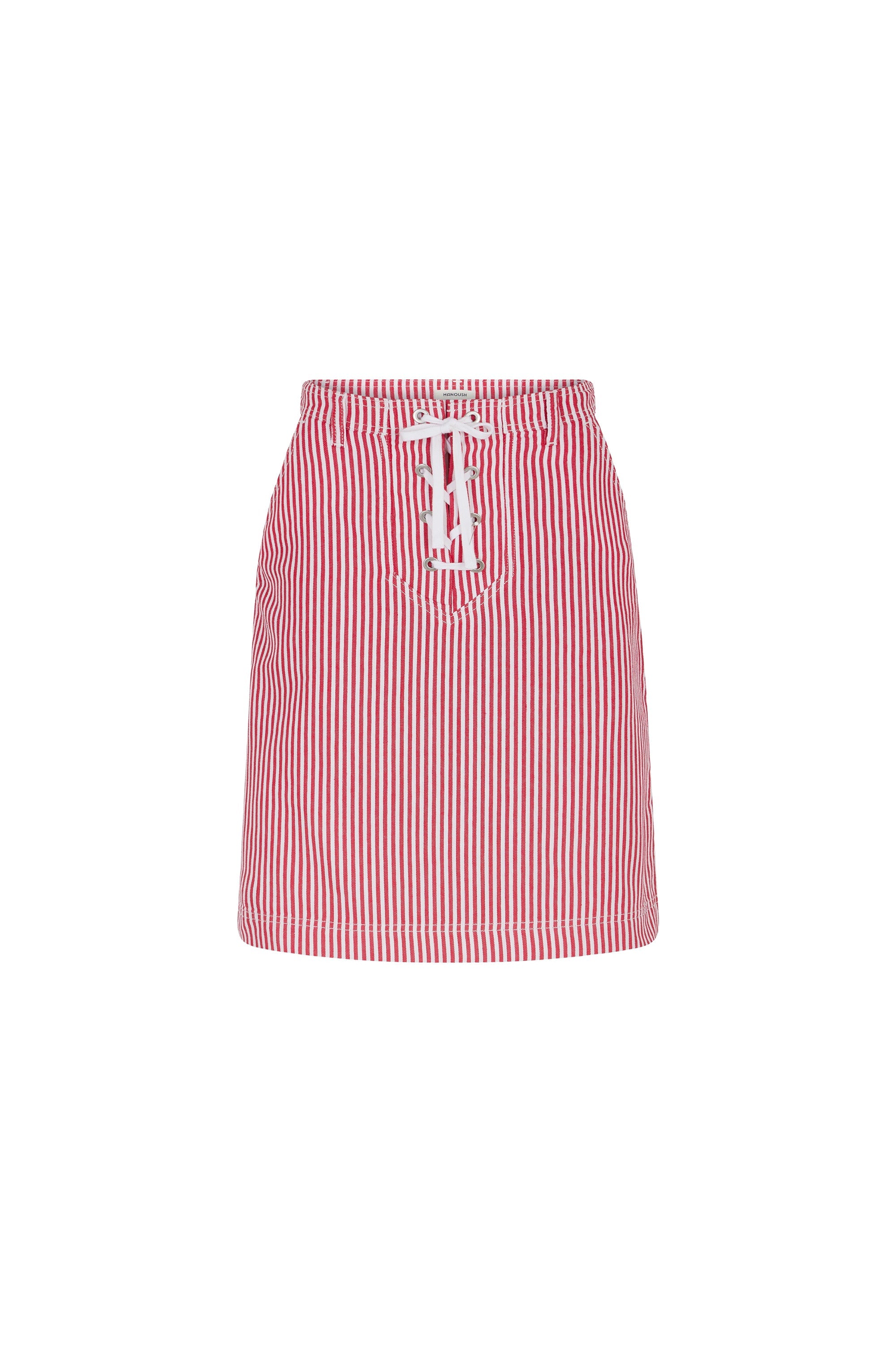 Jupe en denim à rayures - Rouge
