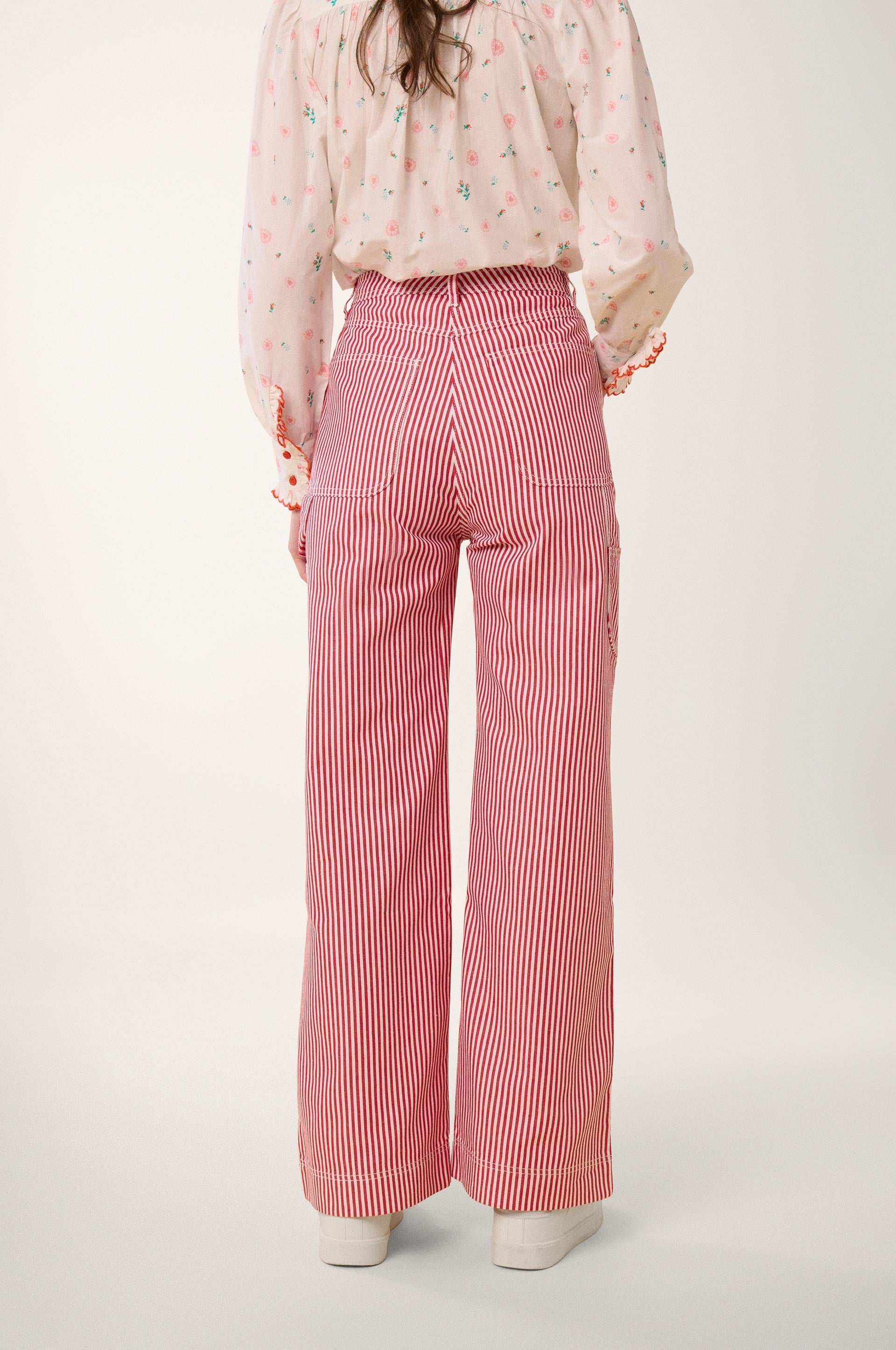 Jean en denim Rayé - Rouge