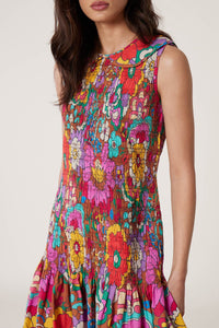 Robe smockée Jardin - Marron
