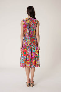 Robe smockée Jardin - Marron