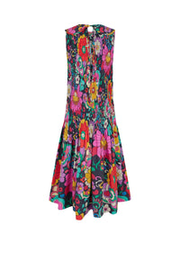 Robe smockée Jardin - Bleu