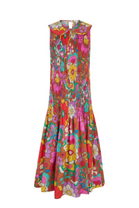 Robe smockée Jardin - Marron