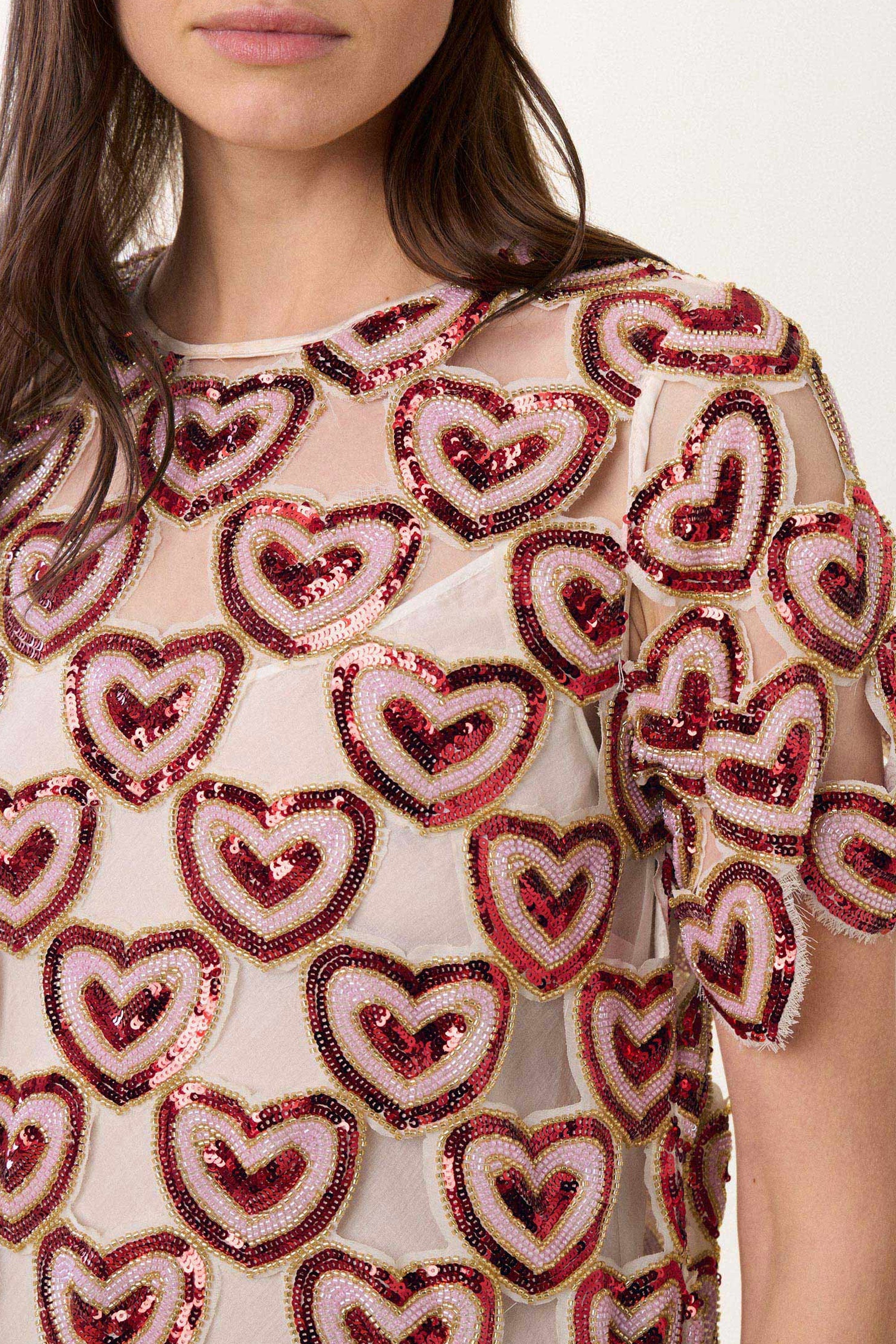 Robe longue Love à paillettes - Rouge