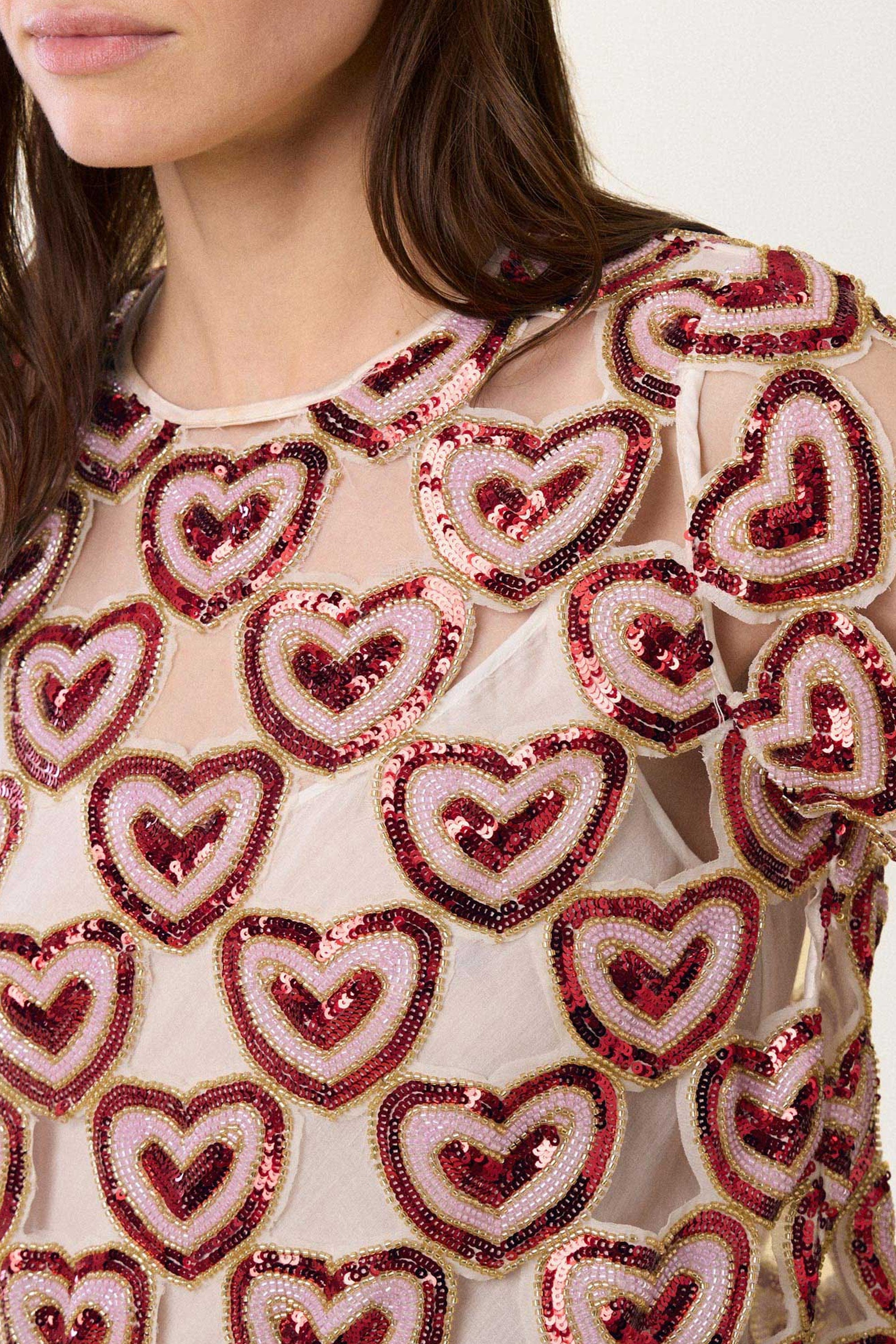 Robe longue Love à paillettes - Rouge