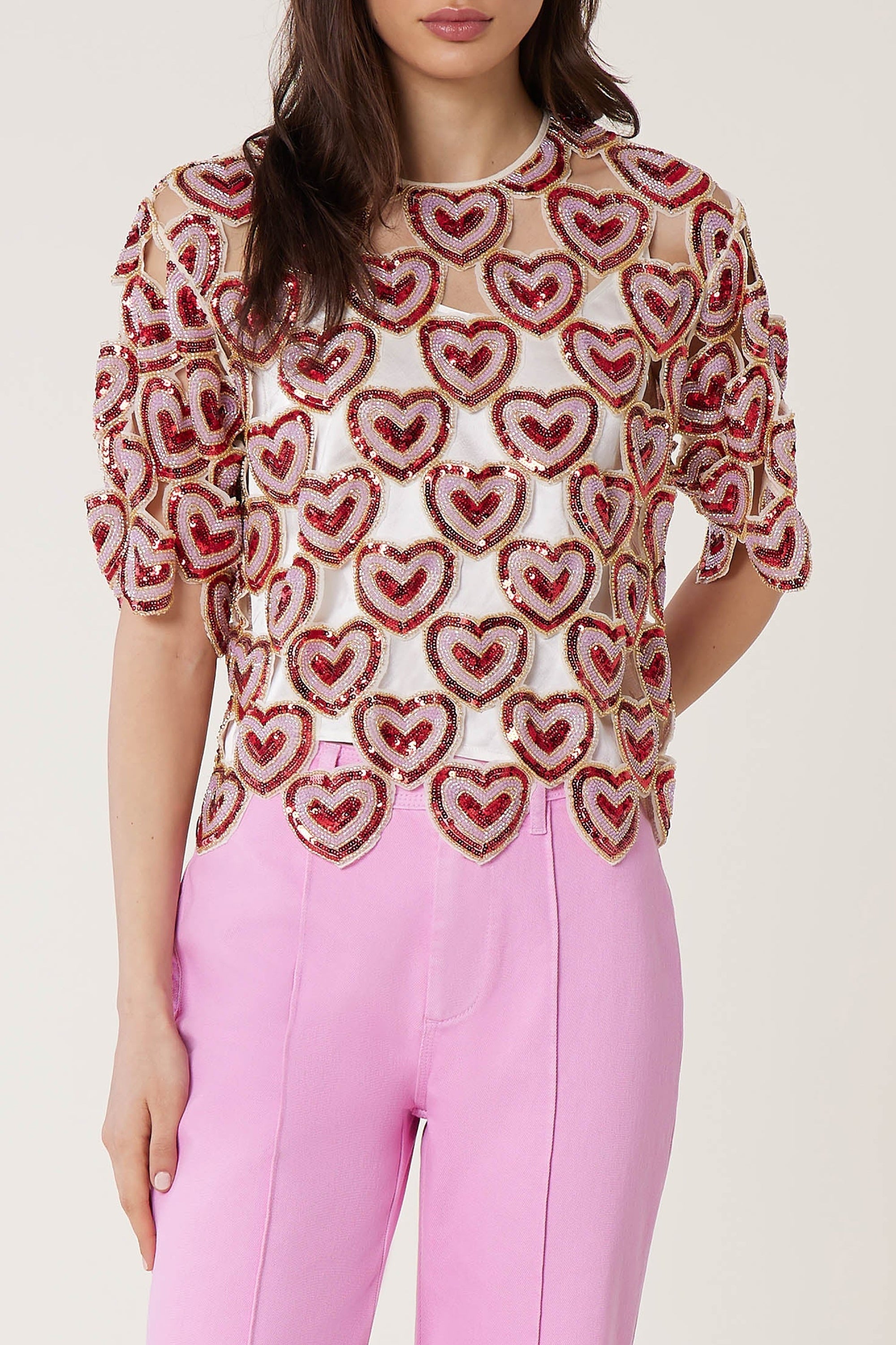 Top Love à paillettes - Rouge
