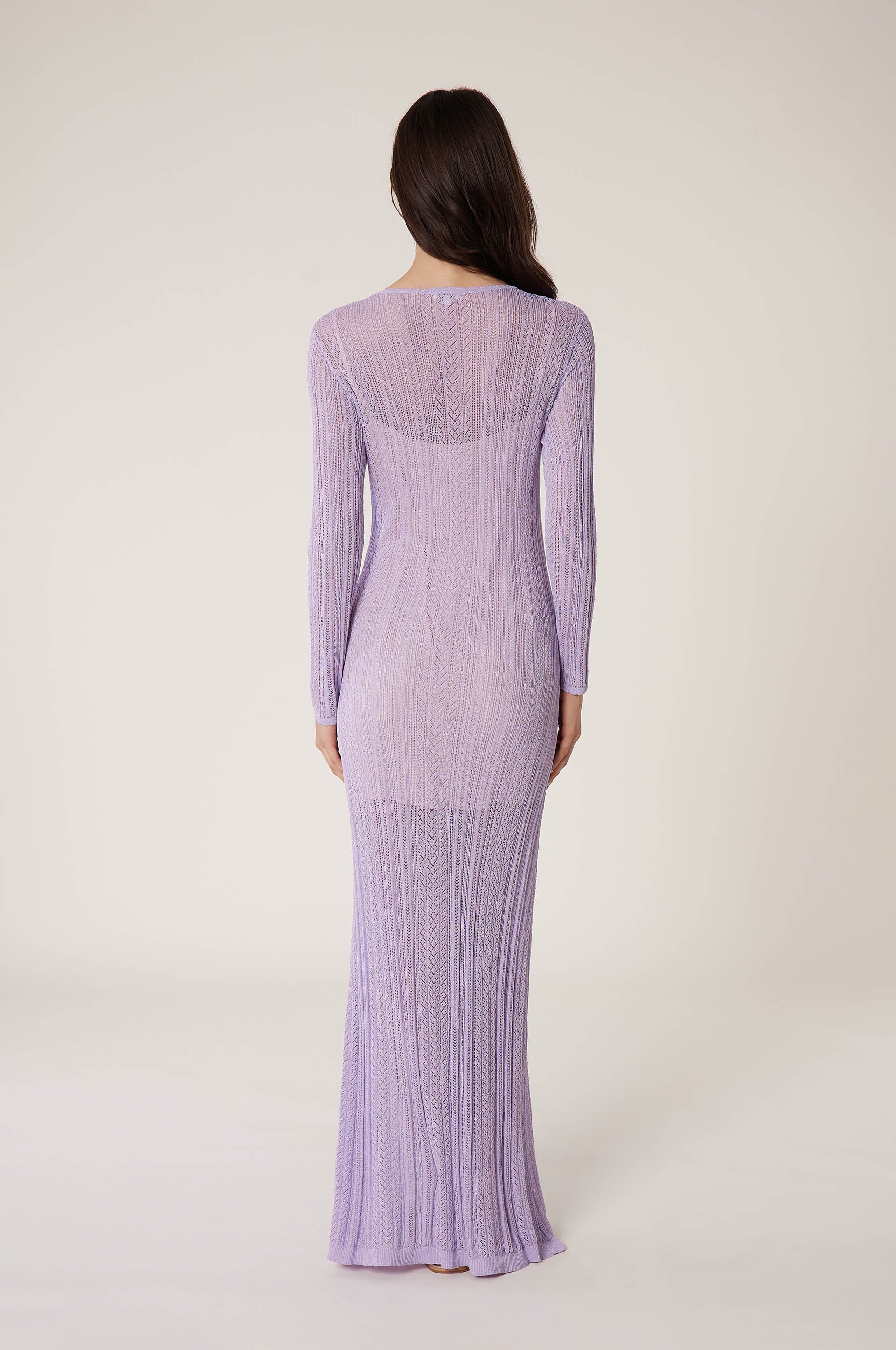 Robe en maille et dentelle - Violet