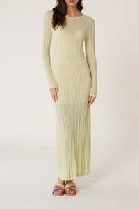 Robe en maille et dentelle - Beige