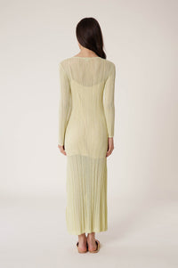 Robe en maille et dentelle - Beige