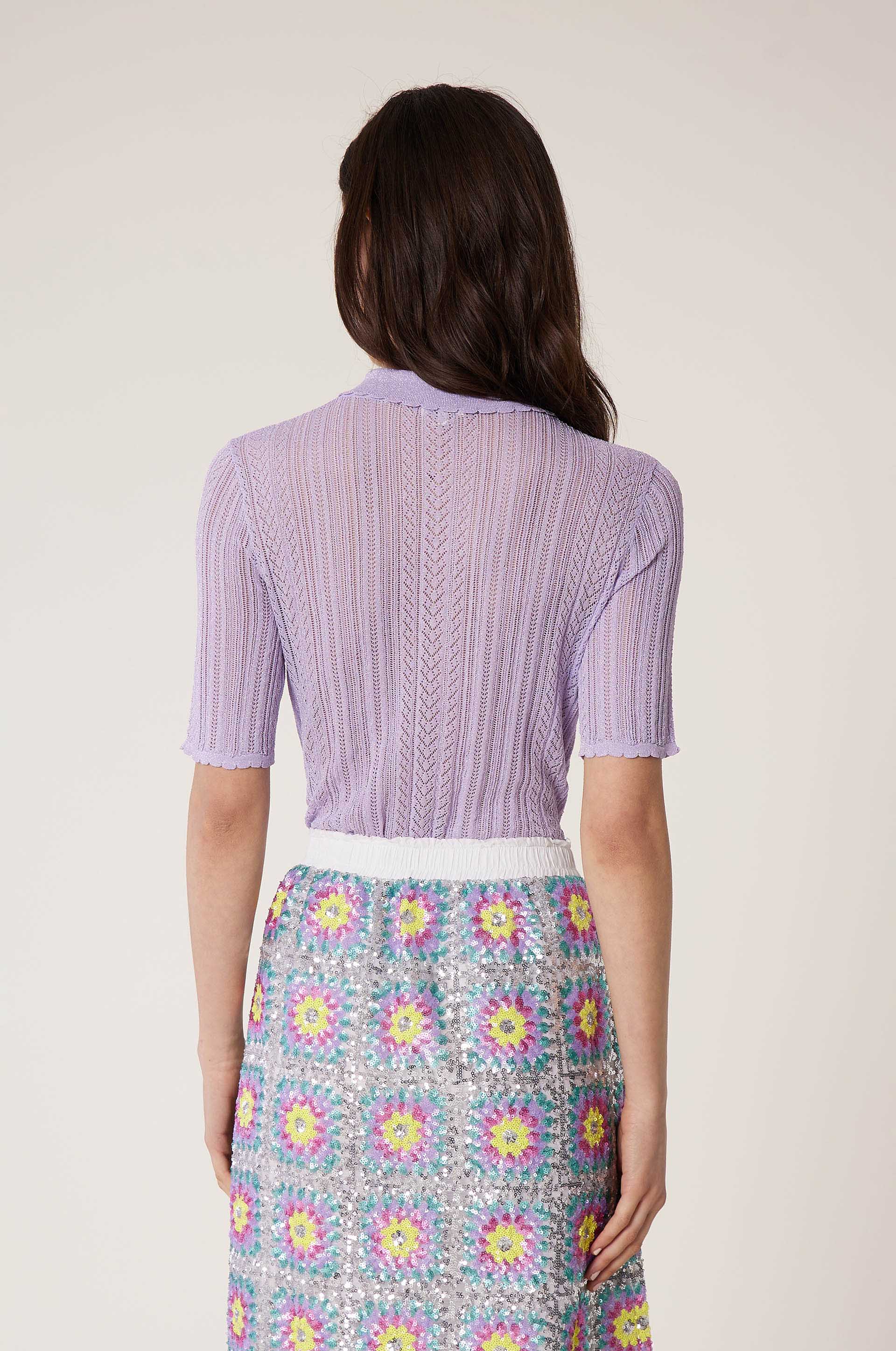 Polo en maille et dentelle - Violet