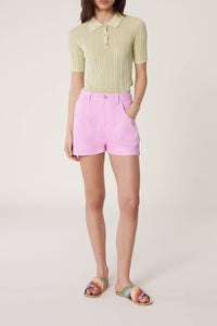 Polo en maille et dentelle - Beige