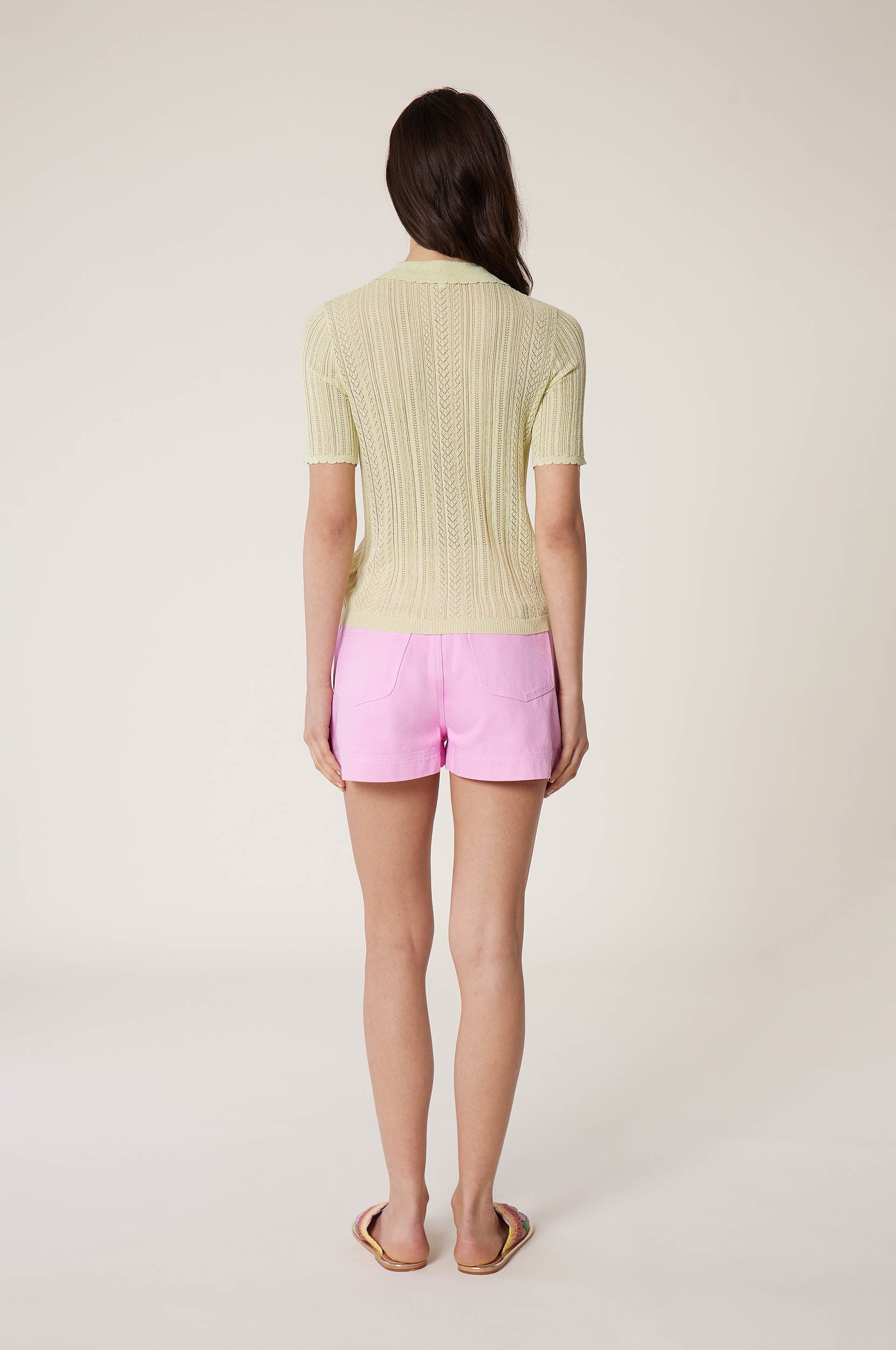 Polo en maille et dentelle - Beige