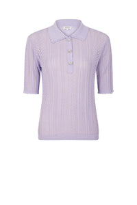 Polo en maille et dentelle - Violet