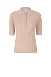 Polo en maille et dentelle - Rose