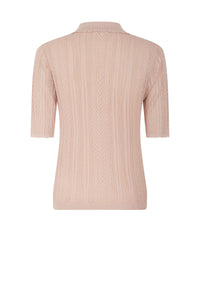 Polo en maille et dentelle - Rose