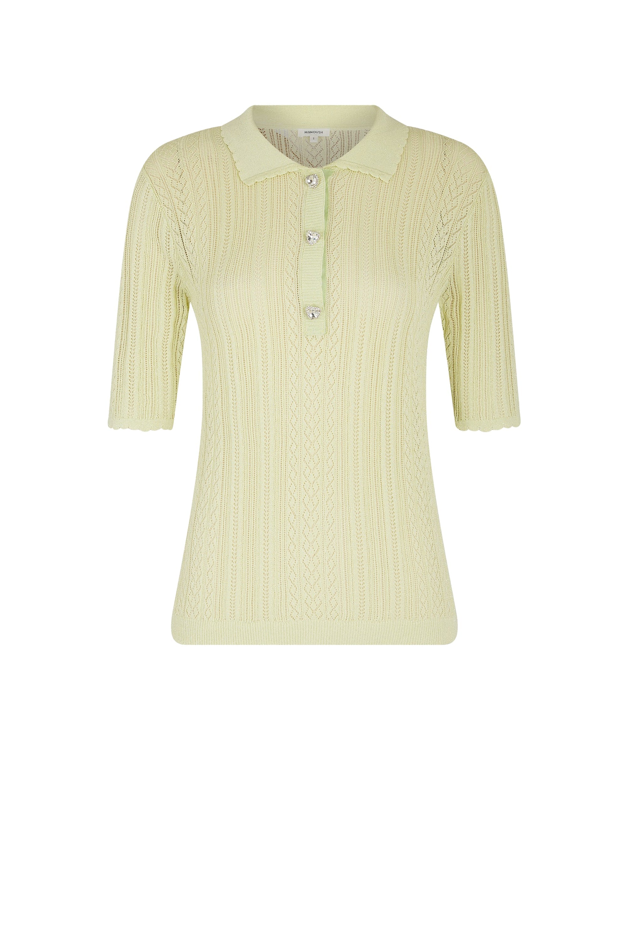 Polo en maille et dentelle - Beige