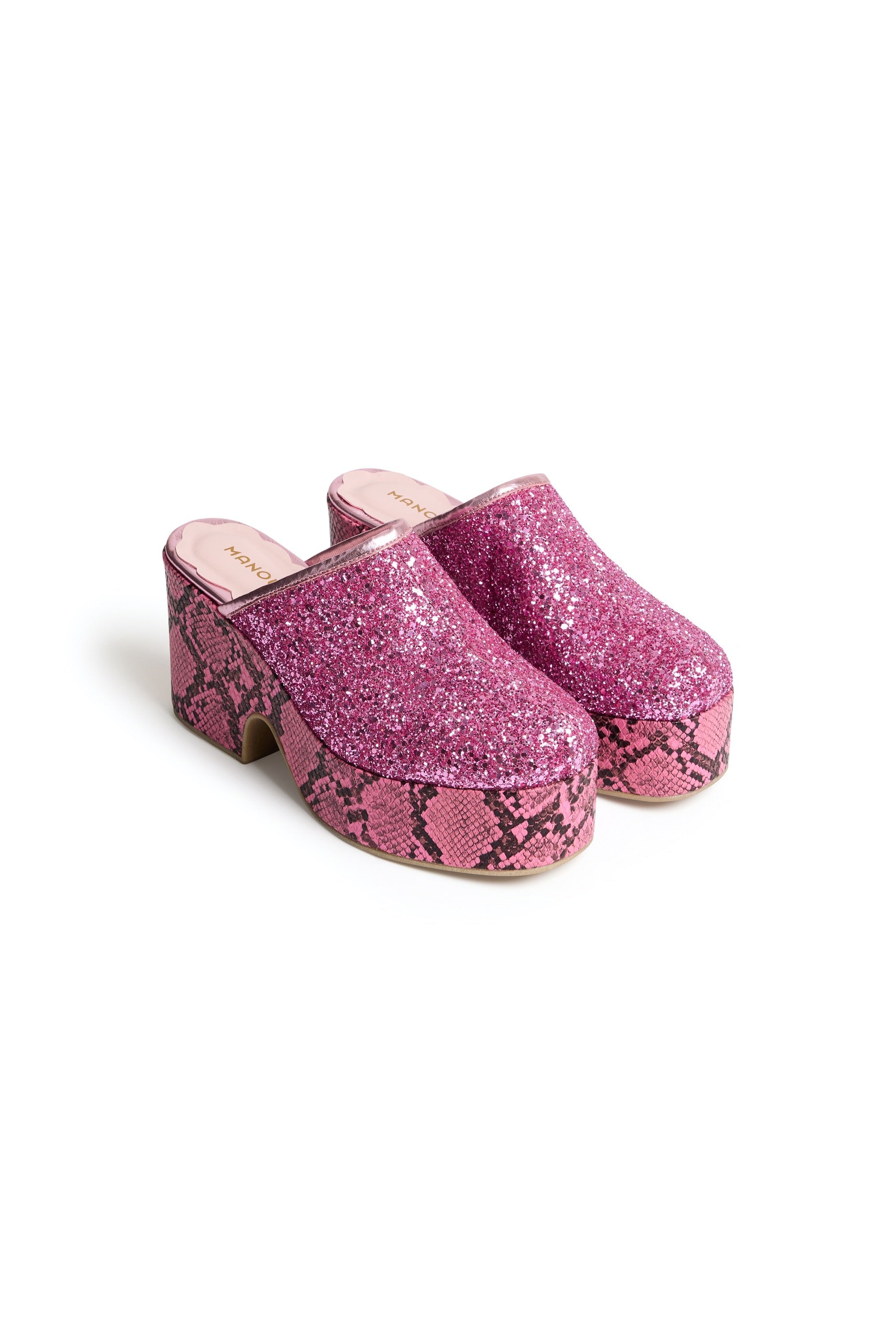 Sabot à talon à imprimé seprent 90 - Rose