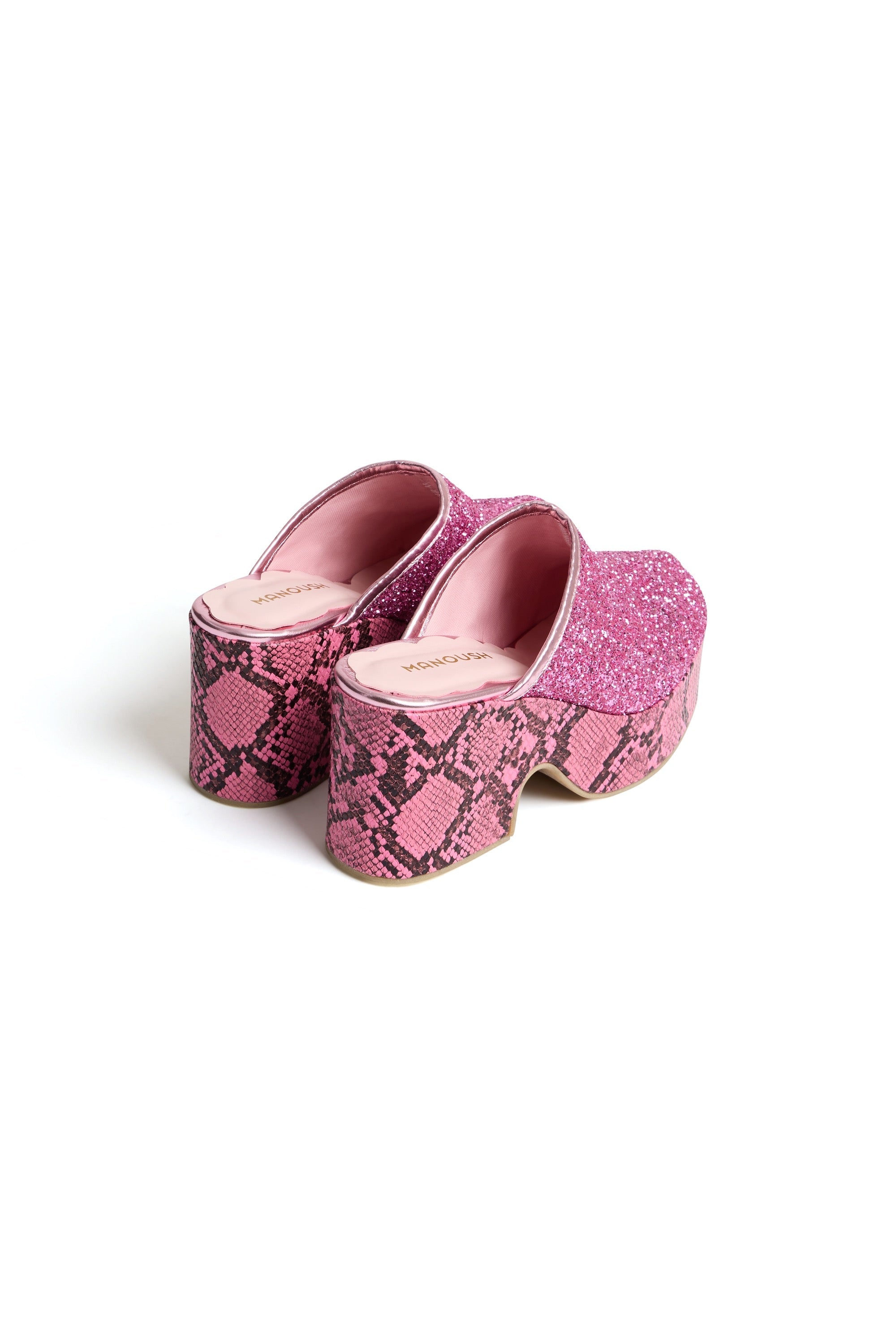 Sabot à talon à imprimé seprent 90 - Rose