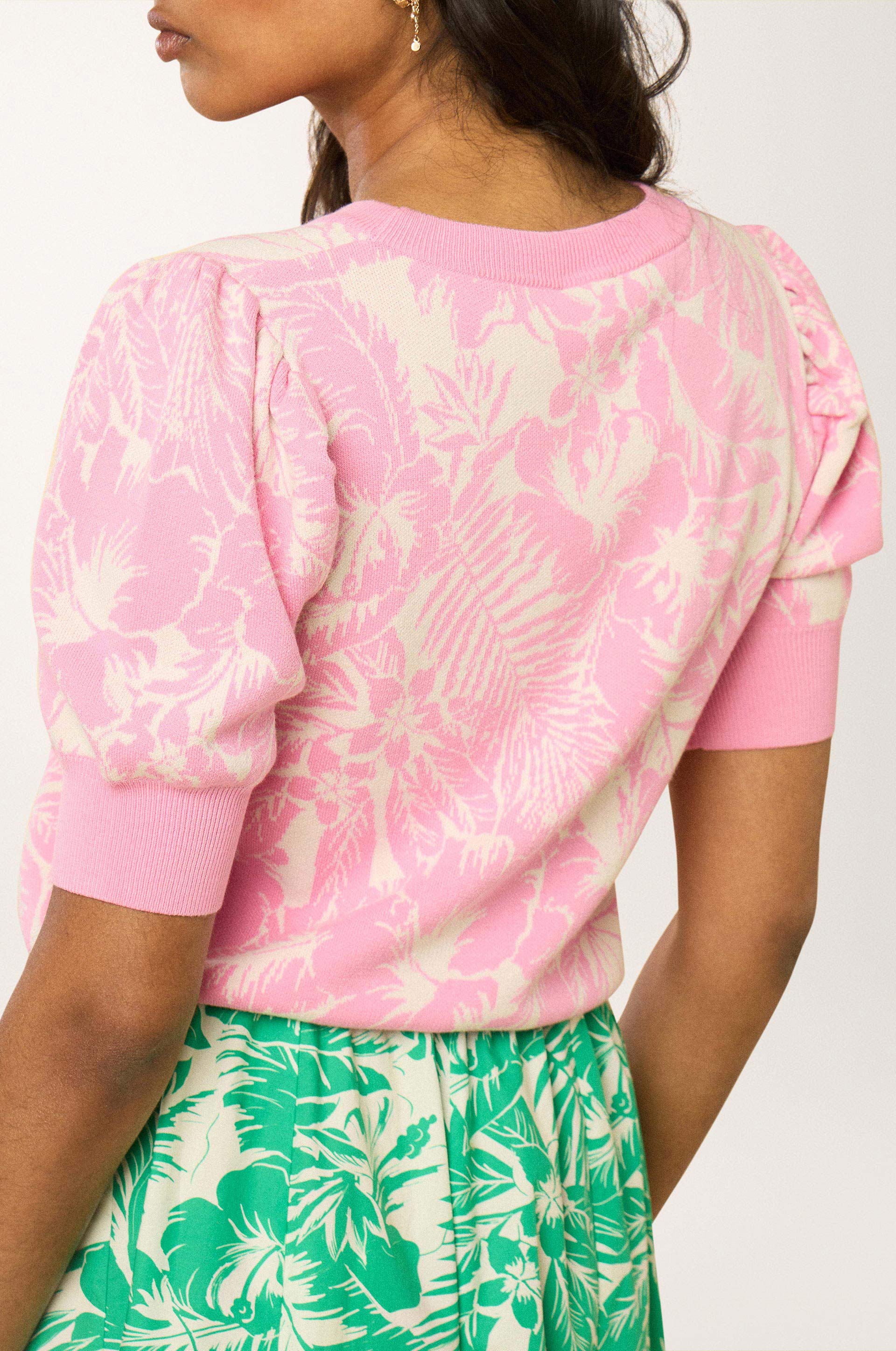 Pull en maille tricotée à motif - Multicolore