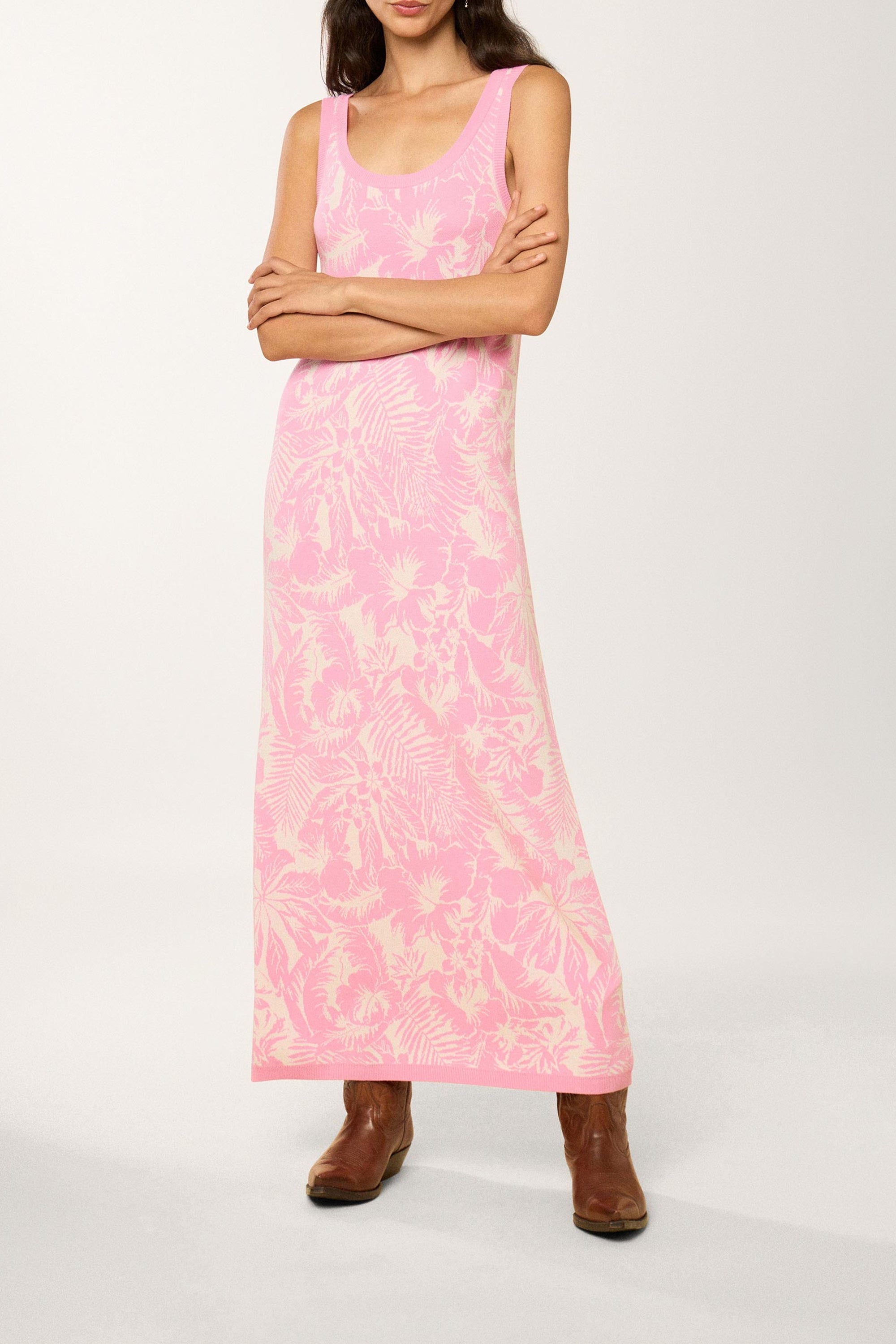 Robe sans manche en maille tricotée - Multicolore
