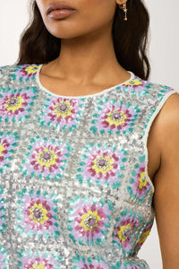 Robe longue à paillettes Patch - Multicolore