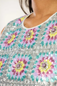 Robe longue à paillettes Patch - Multicolore