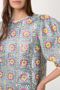 Robe courte à paillettes - Multicolore
