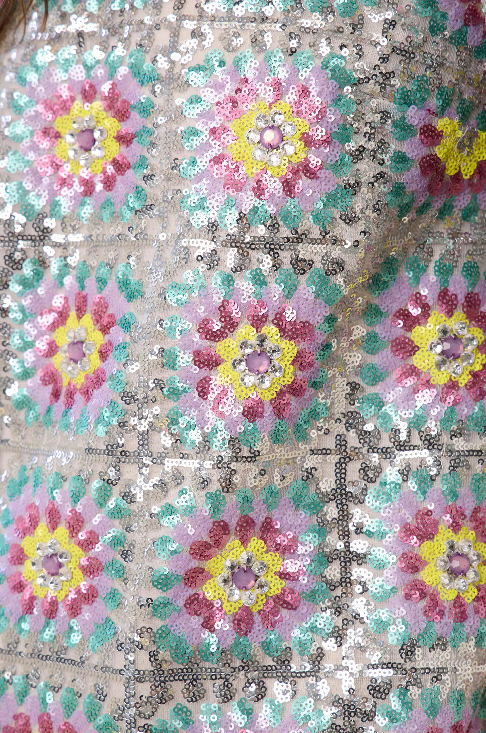 Robe courte à paillettes - Multicolore