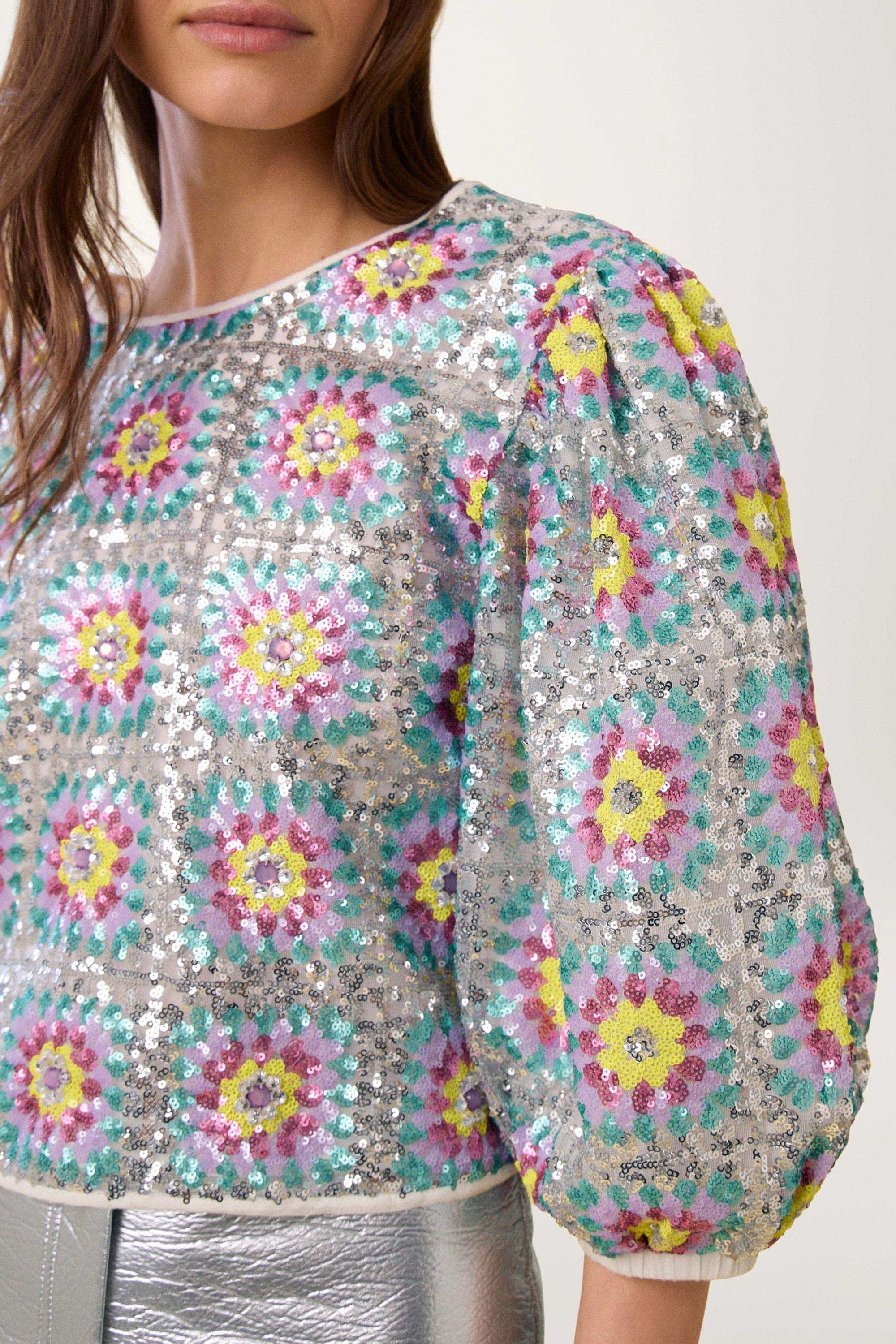Top Patch à paillettes - Multicolore