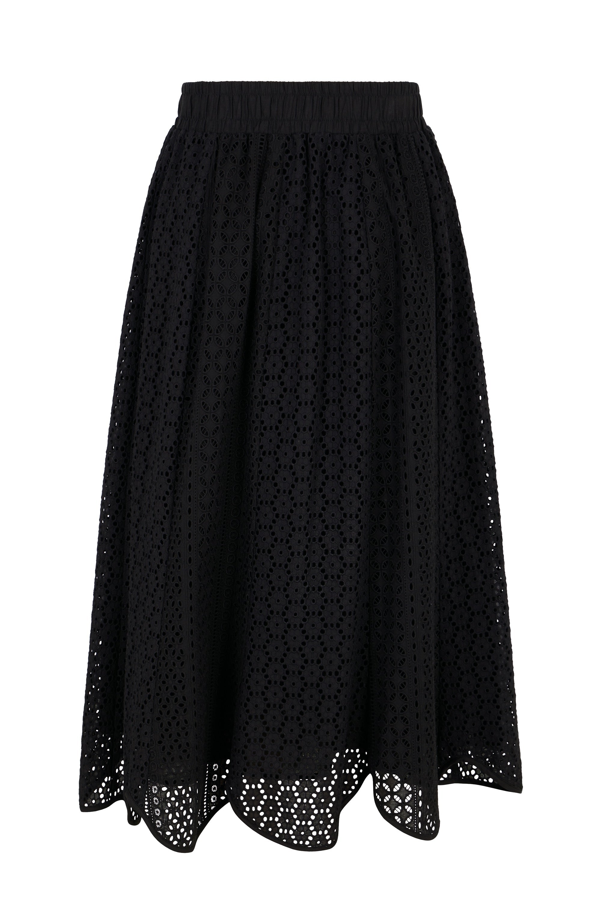 Jupe longue à dentelle - Noir