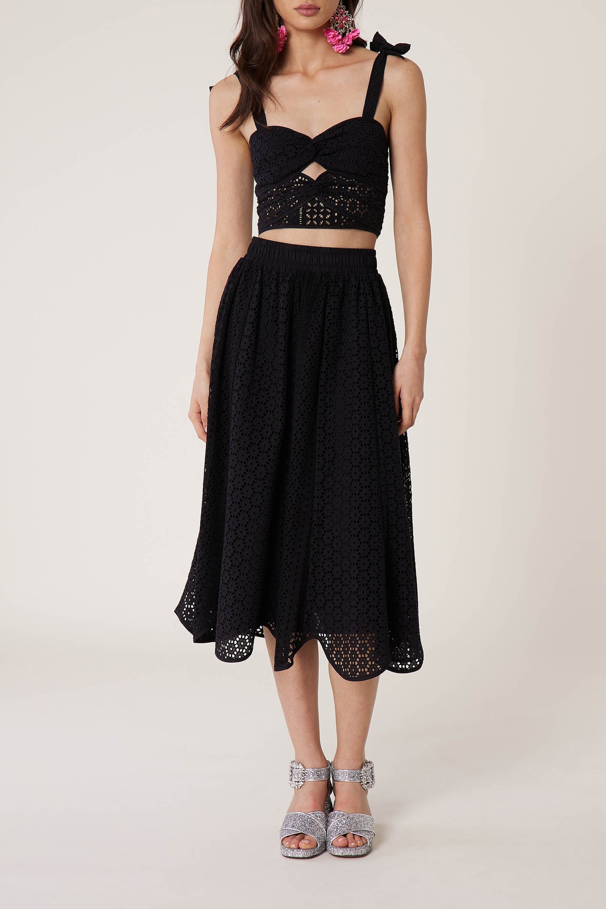 Top à dentelle - Noir