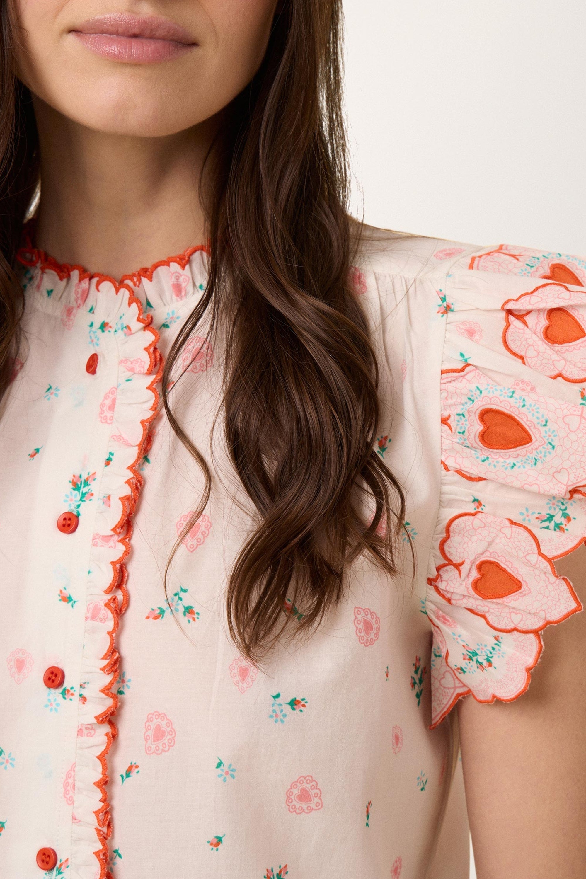 Chemise à volants Ste Valentine - Multicolore
