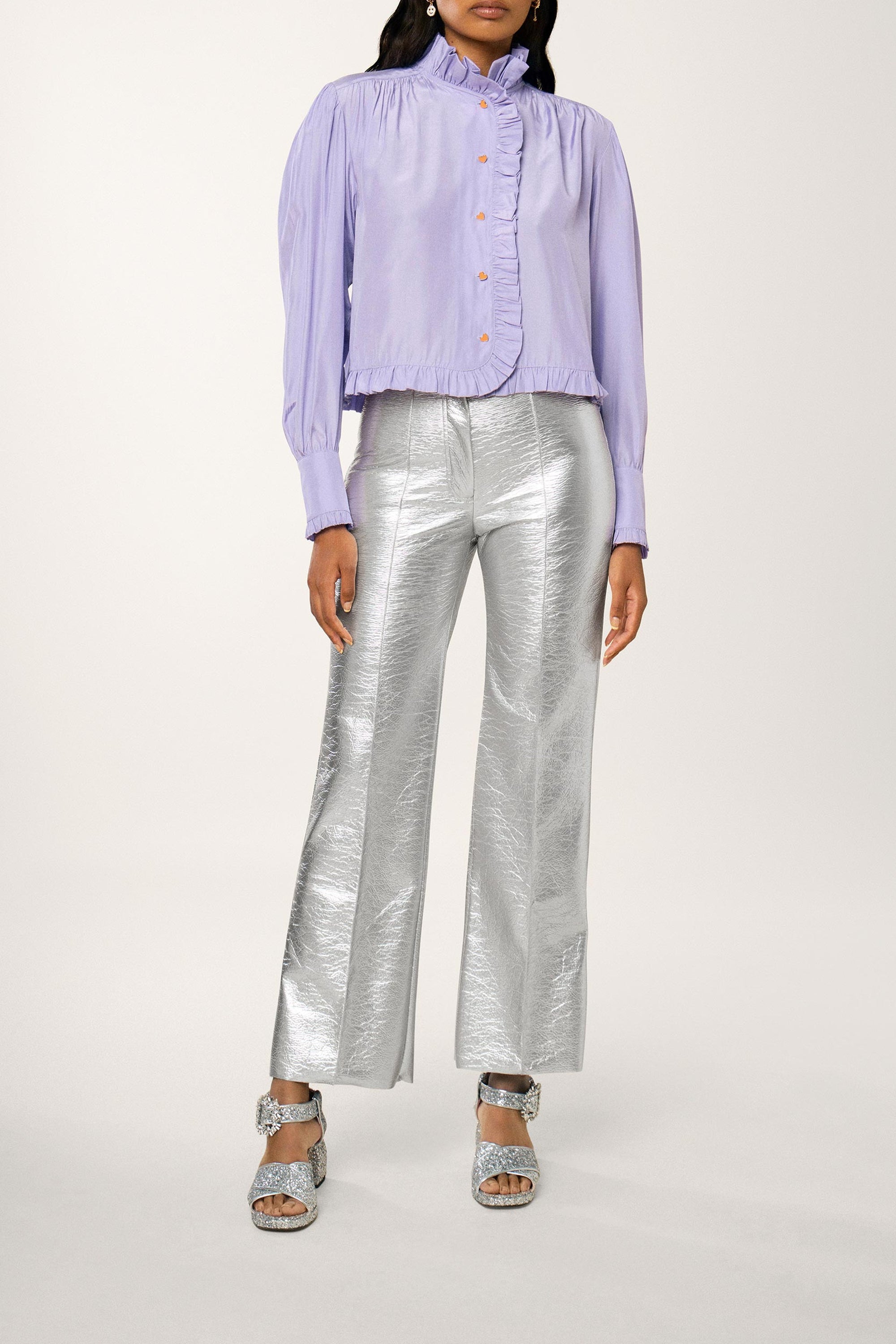 Chemise à col plissé Vintage - Violet