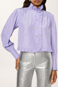Chemise à col plissé Vintage - Violet