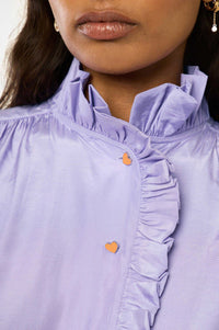 Chemise à col plissé Vintage - Violet