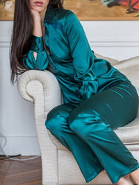 Chemise Les intemporels en soie - Emeraude & Paon