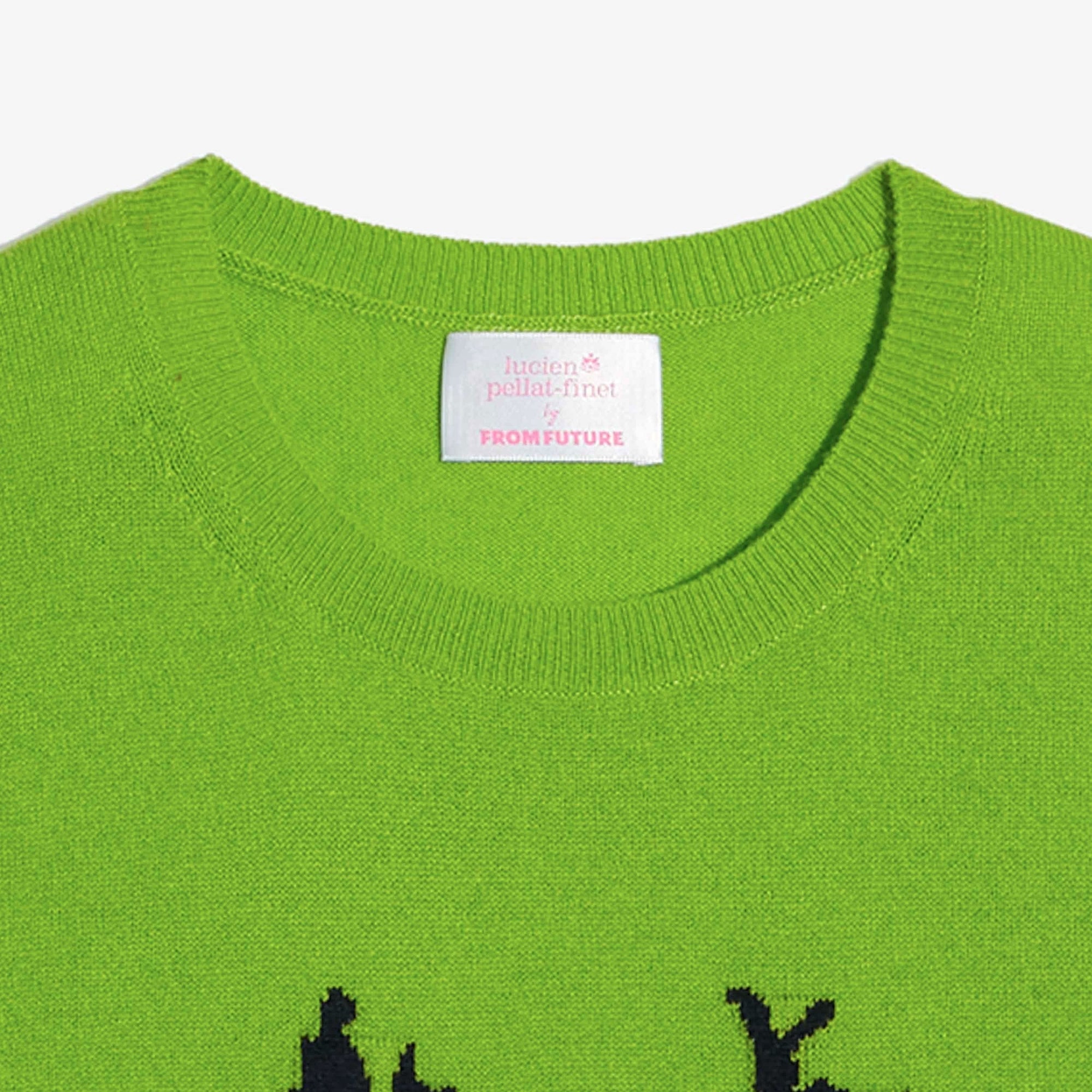 Pull fin à col rond Skull en cachemire - Kiwi Green