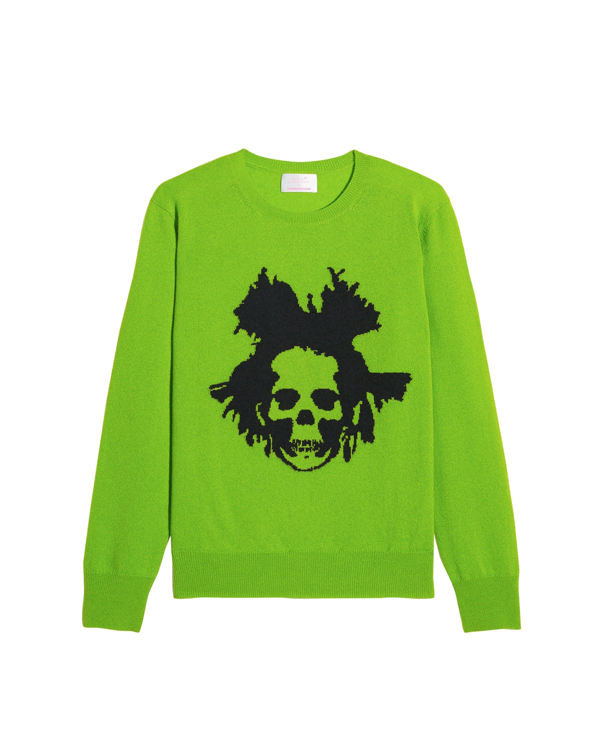 Pull fin à col rond Skull en cachemire - Kiwi Green